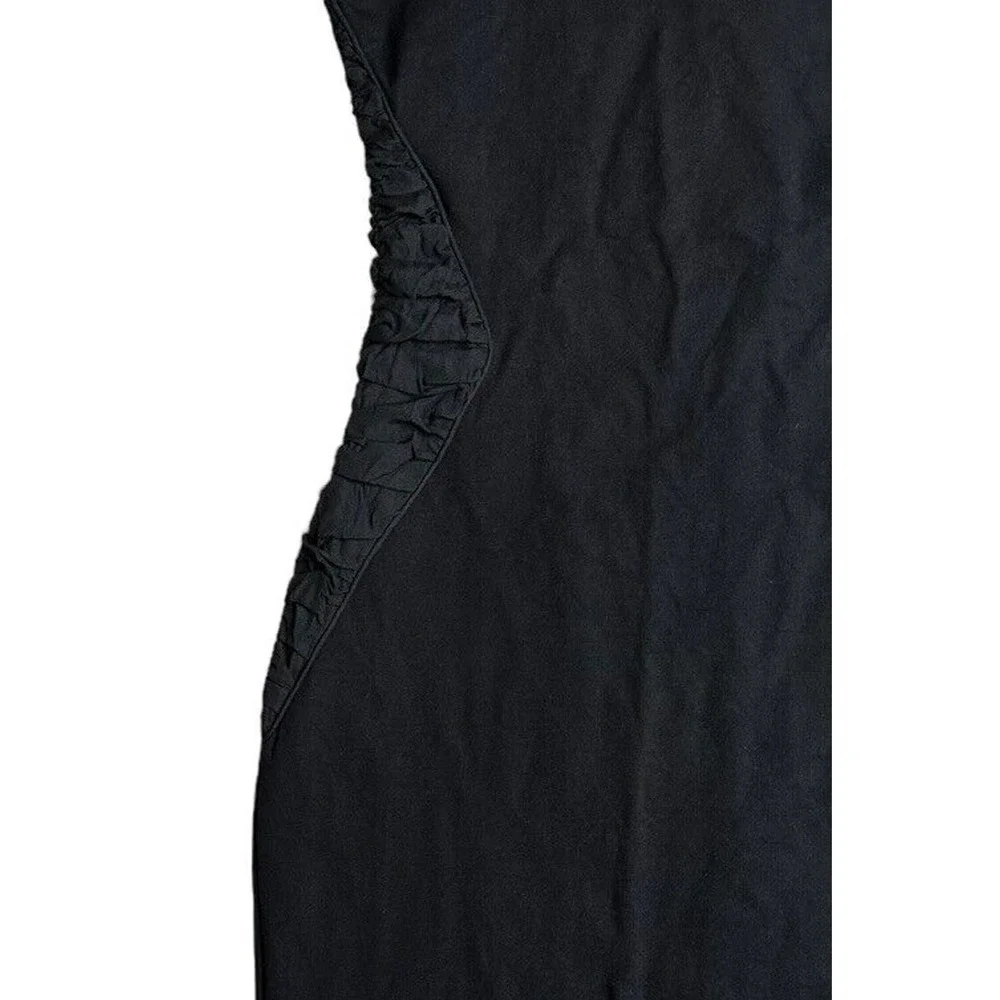 Womens Parker Black Side Ruching V-Neck Bodycon Dress Back Zipper Stretch Size S